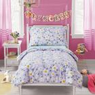 Conjunto de roupa de cama infantil UOZZI BEDDING branco com floral roxo, 4 peças