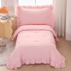 Conjunto de roupa de cama infantil Wowelife Pink para meninas de 4 peças