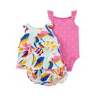 Conjunto de Roupa Infantil para Bebês Meninas (3 Peças) - Body, Shorts e Flor - 6 Meses