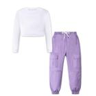 Conjunto de Roupas Betusline para Meninas Adolescentes (13-14 anos) - Branco/Roxo