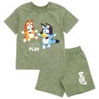 Conjunto de roupas Bluey Bingo Toddler Boys Vintage Wash 5T Green