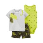 Conjunto De Roupas De Verão Para Bebê Menino Dinossauro Fofo 100% Algodão Roupa De 3 Peças Camiseta