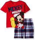 Conjunto de roupas Disney Mickey Mouse xadrez Short com camiseta 3T