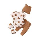 Conjunto De Roupas Para Bebês Recém-nascidos De 0 a 9 Meses Com Estampa De Urso, Calças, Chapéu, - Mioglrie