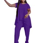 Conjunto de Roupas Plus Size Feminino ANICECUT - Verão - Roxo - 3GG