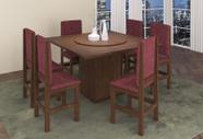 Conjunto de Sala de Jantar 6 Lugares Mesa Arabella e Cadeira Lily Tabaco/Suede Vinho Espresso Móveis