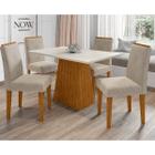 Conjunto De Sala De Jantar Jasmin Mesa De 1,20m Com 4 Cadeiras Amanda Cor Ypê Off White WD25 New Ceval