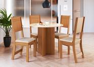 Conjunto de sala de jantar predilleta berlin 90 cm com 4 cadeiras freijó/off-white assento linho