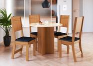 Conjunto de sala de jantar predilleta berlin 90 cm com 4 cadeiras freijó/off-white assento tecido preto