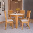 Conjunto de sala de jantar predilleta roma 90 cm com 4 cadeiras freijó/off-white assento linho
