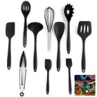 Conjunto de Silicone 10 Peças Cozinha Utensilios Concha Espatula Fouet Escumadeira Refeiçao Flexivel Resistente Manuseio Preparo