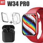 Conjunto de Smartwatch W34 PRO com Fone i12 mais case e Pelicula 3D Cor: Vermelho
