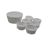 Conjunto de Sobremesa Oitavado Tigela Saladeira Potes Cozinha 7 peças Branco Opaco