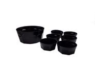 Conjunto de Sobremesa Oitavado Tigela Saladeira Potes Cozinha 7 peças Preto Opaco