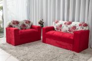 Conjunto de sofá 2 e 3 Lugares Mily Suede Vermelho Floral - Veneza Estofados