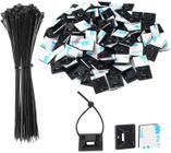 Conjunto de suportes autoadesivos Cable Tie Zip SeuyeugX Black x100