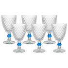 Conjunto de Taças de Vidro Bico de Abacaxi Transparente Luxo Azul - Casambiente TCVI099
