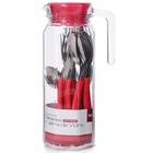 Conjunto De Talheres Inox 16Pçs + Jarra De Vidro Vermelho 1L - Wincy