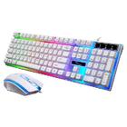 Conjunto de teclado e mouse emissor luz semi-mecanico branco