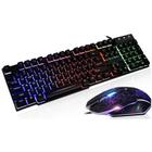 Conjunto de teclado e mouse para jogos (preto) Rainbow LED U