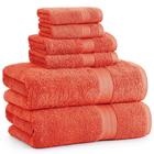 Conjunto de toalhas de banho LANE LINEN 6 peças 100% algodão Living Coral