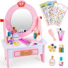 Conjunto de toucador Kizfarm Wooden Pretend Play Toddler Makeup 3 anos ou mais