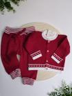 Conjunto de trico antialérgico tijolinho calça + cardigã vermelho