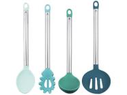 Conjunto de Utensílios com 4 Peças em Aço Inox/Silicone Verde - Hércules