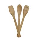 Conjunto de utensílios de cozinha 28CM em bambu colher espátula  3pçs