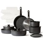 Conjunto de utensílios de cozinha CAROTE, 21 peças, alça removível, antiaderente, preto