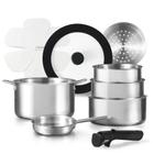 Conjunto de utensílios de cozinha CAROTE em aço inoxidável, 12 peças, preto de indução