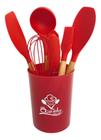 Conjunto de utensílios de cozinha de silicone 7 Peças Vermelho - 123Útil