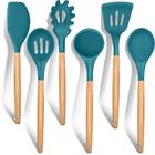 Conjunto de utensílios de cozinha e-Far Silicone com alça de madeira, 6 peças