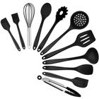 Conjunto de utensílios de cozinha TeamFar Black Silicone 11 PCS