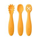 Conjunto de Utensílios de Silicone para Bebês - 3 Peças (Colher, Garfo) - Ideal para Treinamento Alimentar