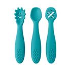 Conjunto de Utensílios de Silicone para Bebês - 3 Peças (Colher, Garfo) - Ideal para Treinamento Alimentar