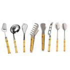 Conjunto de Utensílios para Cozinha 8 Peças Aço Inox Cabo Bambu Natural - Lyor