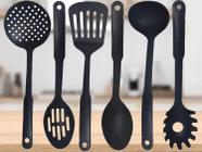 Conjunto de Utensílios para Cozinha Espátula, Colher, Pá e Mais em Nylon Preto