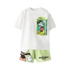 Conjunto de Verão 2 Peças Infantil com Estampa de Desenho Animado - Camiseta Solta e Fofa