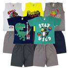 Conjunto De Verão Roupa Infantil Menino Camiseta Bermuda 5un