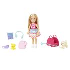 Conjunto de viagem Barbie Chelsea Doll com cachorrinho e 6 acessórios