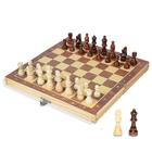 Conjunto de xadrez de madeira, quadro grande magnético dobrável, 34 peças de xadrez, armazenamento interno