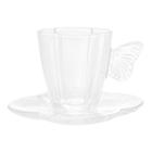 Conjunto de Xícaras para Café com Pires Butterfly em Vidro 80ml 4 Peças - Wolff