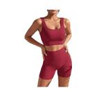 Conjunto de Yoga Feminino Sem Costura - 2 Peças com Shorts de Cintura Alta