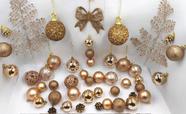 Conjunto decoração champanhe - cobre claro p/ árvore natal - 47 und lindo com galhos bolas artesanais e mix de bolas