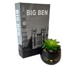 Conjunto decoração livro Big Ben + vaso preto gatinho
