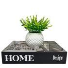 Conjunto decoração livro home design + vaso branco cerâmico