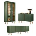 Conjunto Decorativo 1 Cristaleira e 2 Buffets Texas/Virginia/Bambino Verde Pistache G26 - Gran Belo