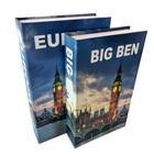 Conjunto decorativo 2 livros na cor azul Big Ben e Europa