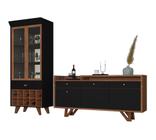 Conjunto Decorativo Cristaleira e Buffet Aparador Andorra/Noeli Preto/Nature G26 - Gran Belo